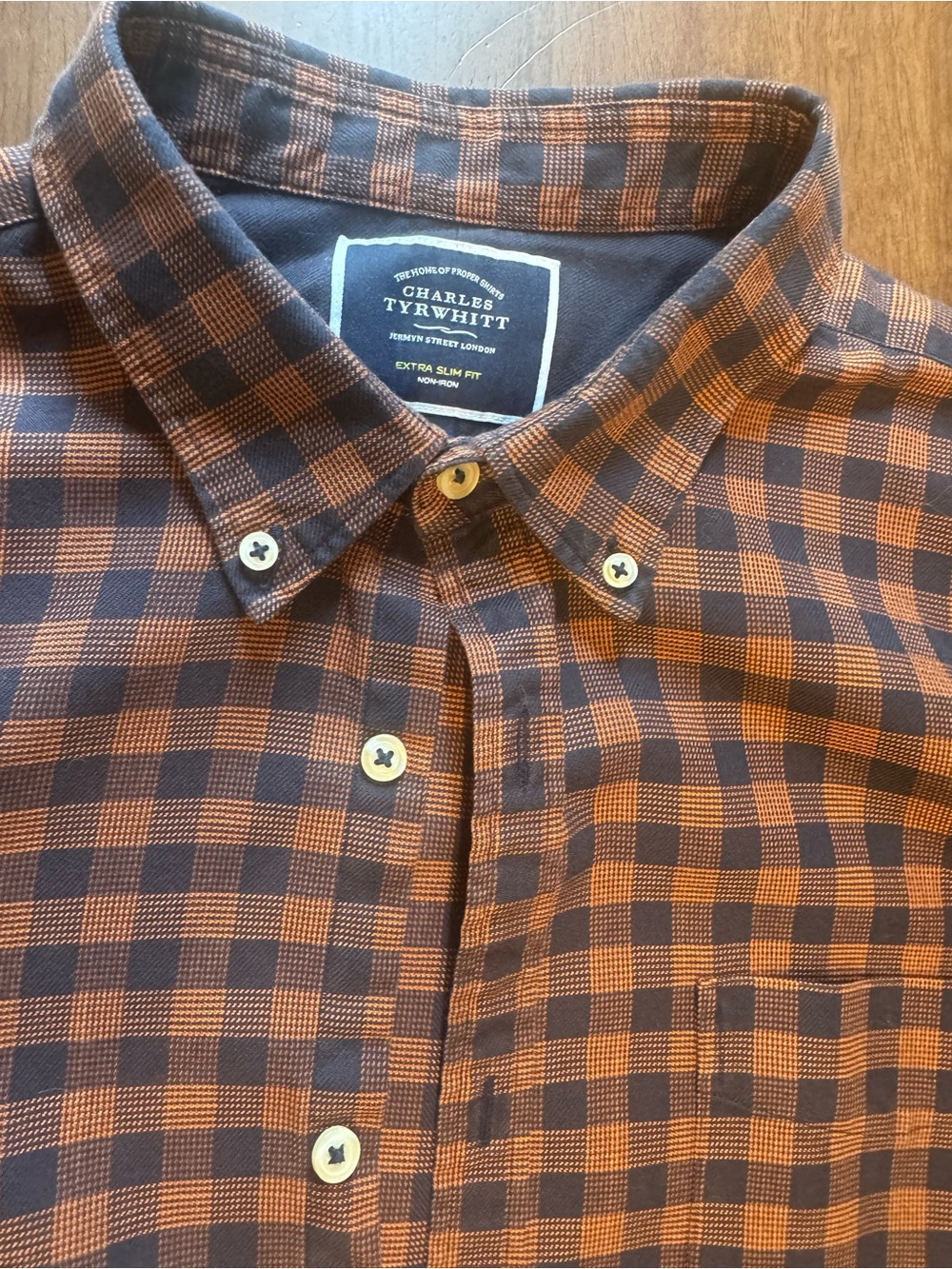 Charles Tyrwhitt Brown and Black Checked Button-Down Shirt